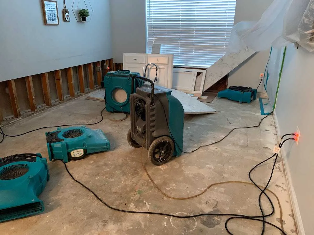 Dehumidifier in flood-cut room for Water Damage Restoration in Hardeeville